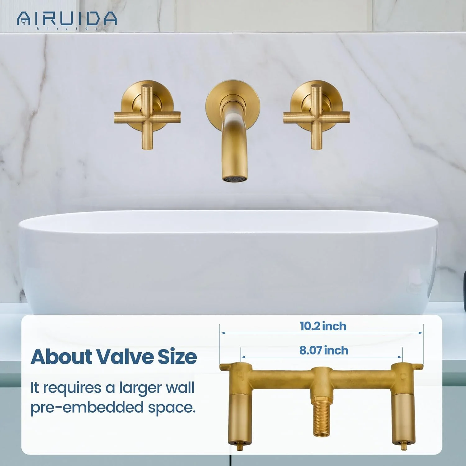 شیر روشویی دیواری برنجی عتیقه ایروئیدا با خروجی چرخان 360 درجه و دسته های ضربدری دوتایی به همراه شیرآلات شیر روشویی دیواری برنجی عتیقه ایروئیدا با خروجی چرخان 360 درجه و دسته های ضربدری دوتایی به همراه شیرآلات