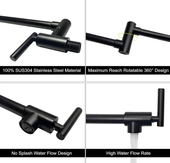 شیر دیواری ظرفشویی مدل RCO701-B، رنگ مشکی مات شیر دیواری ظرفشویی مدل RCO701-B، رنگ مشکی مات