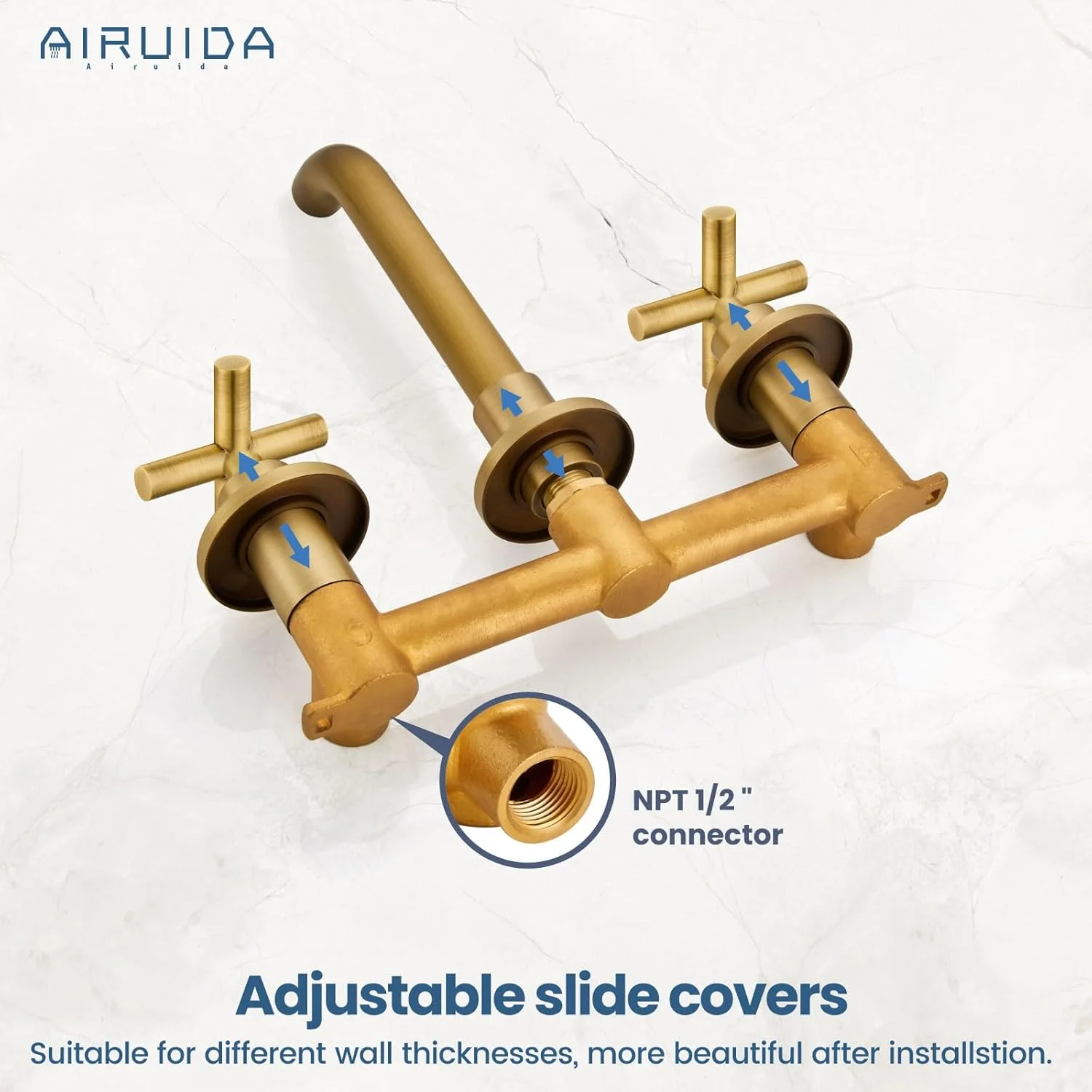 شیر روشویی دیواری برنجی عتیقه ایروئیدا با خروجی چرخان 360 درجه و دسته های ضربدری دوتایی به همراه شیرآلات شیر روشویی دیواری برنجی عتیقه ایروئیدا با خروجی چرخان 360 درجه و دسته های ضربدری دوتایی به همراه شیرآلات