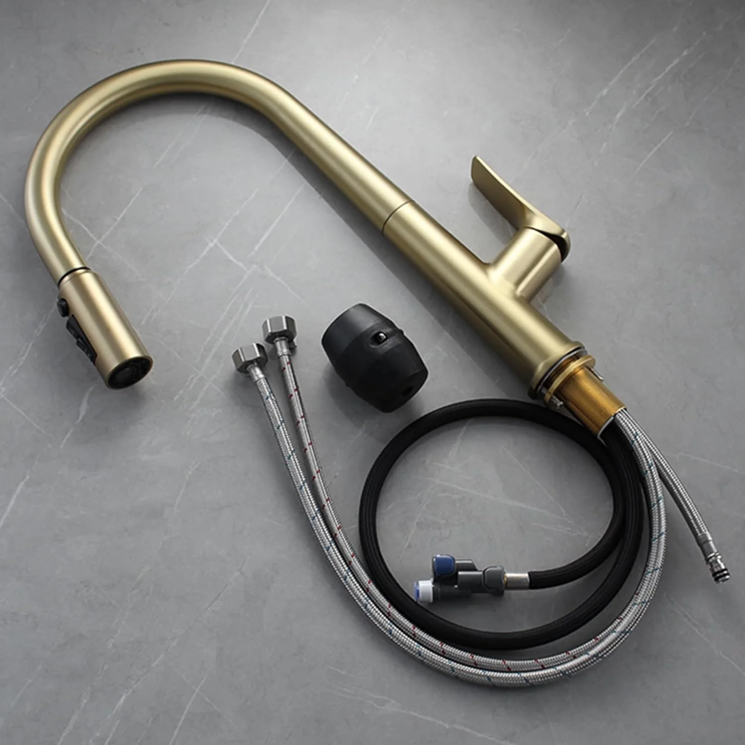 شیر آشپزخانه 3 راهه کروم، شیر سینک آشپزخانه 3 در 1 با اهرم تکی و خروجی آب تصفیه شده، طلایی برس خورده شیر آشپزخانه 3 راهه کروم، شیر سینک آشپزخانه 3 در 1 با اهرم تکی و خروجی آب تصفیه شده، طلایی برس خورده