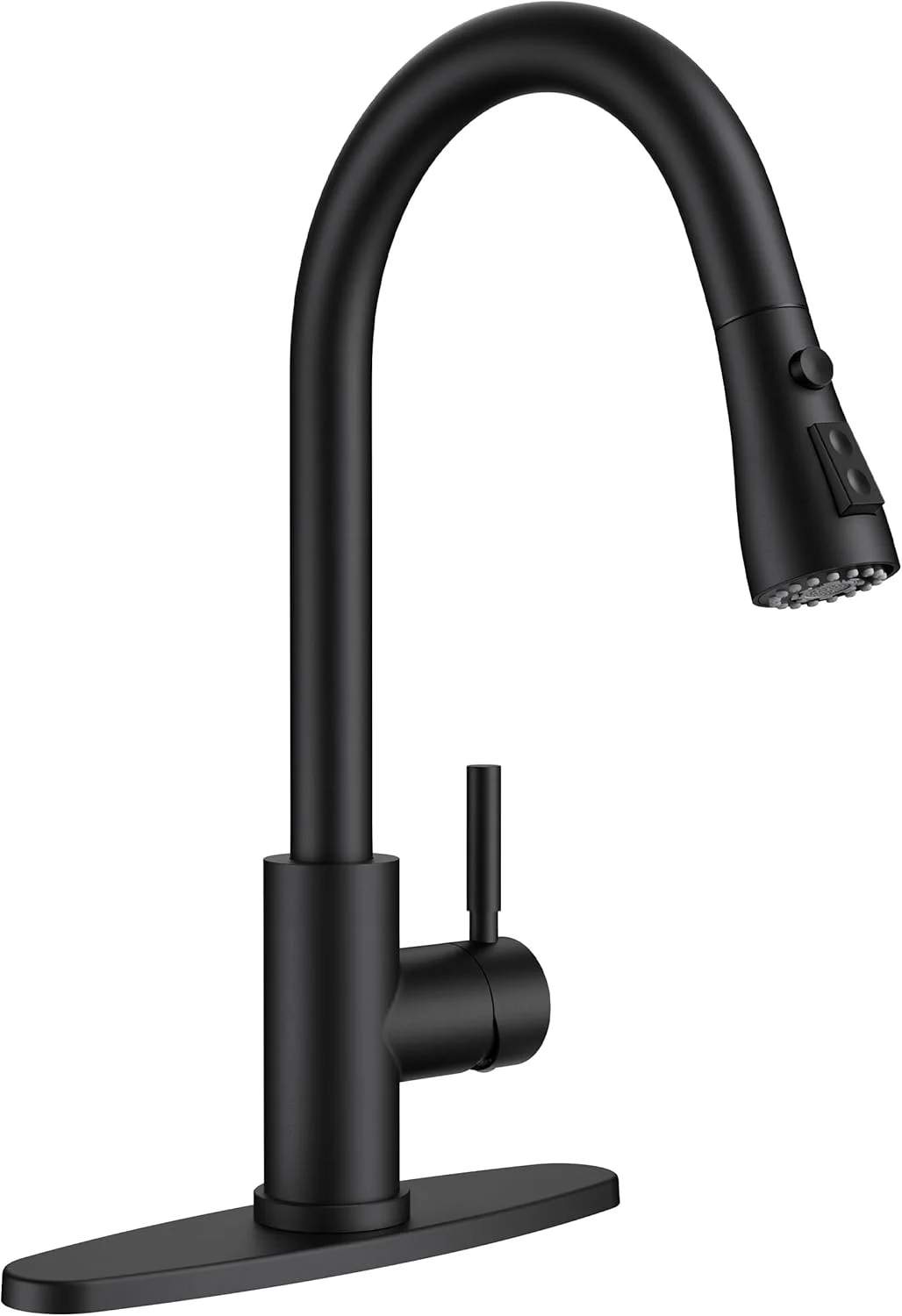 شیر آشپزخانه مشکی QFN با اسپری کشویی، شیر سینک استیل ضد زنگ تک دسته اهرمی با قوس بلند برای خانه های روستایی، کمپر، RV، بار، مناسب برای 1 یا 3 سوراخ شیر آشپزخانه مشکی QFN با اسپری کشویی، شیر سینک استیل ضد زنگ تک دسته اهرمی با قوس بلند برای خانه های روستایی، کمپر، RV، بار، مناسب برای 1 یا 3 سوراخ