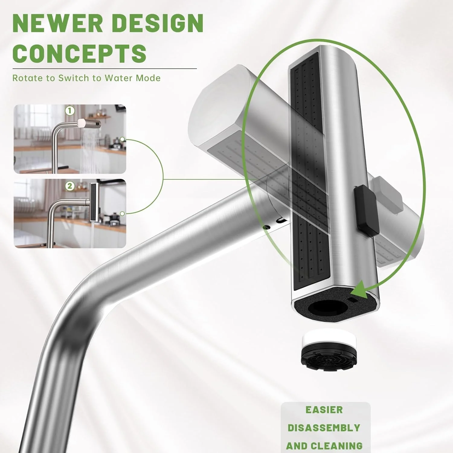 شیرآلات آشپزخانه آبشاری DAYONE با اسپری 3 حالته، شیرآلات آشپزخانه نیکل برس خورده با قابلیت پایین کشیدن، میکسر سینک ظرفشویی تک سوراخ استیل ضد زنگ، تک دسته و چرخش 360 درجه، DAY-2543 شیرآلات آشپزخانه آبشاری DAYONE با اسپری 3 حالته، شیرآلات آشپزخانه نیکل برس خورده با قابلیت پایین کشیدن، میکسر سینک ظرفشویی تک سوراخ استیل ضد زنگ، تک دسته و چرخش 360 درجه، DAY-2543