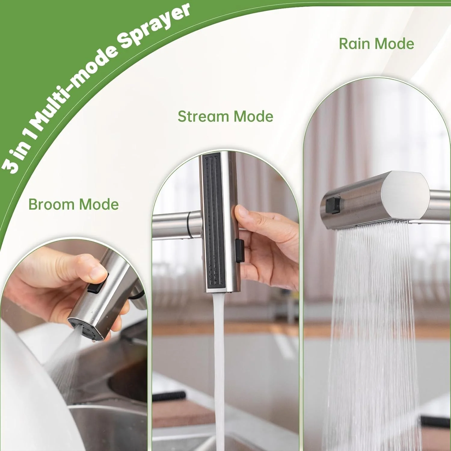 شیرآلات آشپزخانه آبشاری DAYONE با اسپری 3 حالته، شیرآلات آشپزخانه نیکل برس خورده با قابلیت پایین کشیدن، میکسر سینک ظرفشویی تک سوراخ استیل ضد زنگ، تک دسته و چرخش 360 درجه، DAY-2543 شیرآلات آشپزخانه آبشاری DAYONE با اسپری 3 حالته، شیرآلات آشپزخانه نیکل برس خورده با قابلیت پایین کشیدن، میکسر سینک ظرفشویی تک سوراخ استیل ضد زنگ، تک دسته و چرخش 360 درجه، DAY-2543