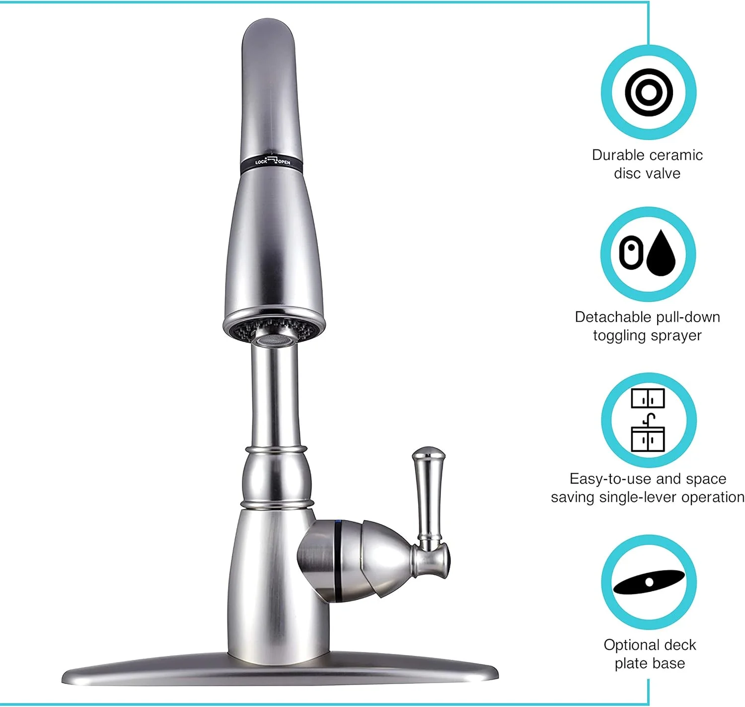 شیر آشپزخانه غیر فلزی کشویی Dura Faucet DF-PK160-SN RV (نیکل ساتن برس خورده) شیر آشپزخانه غیر فلزی کشویی Dura Faucet DF-PK160-SN RV (نیکل ساتن برس خورده)