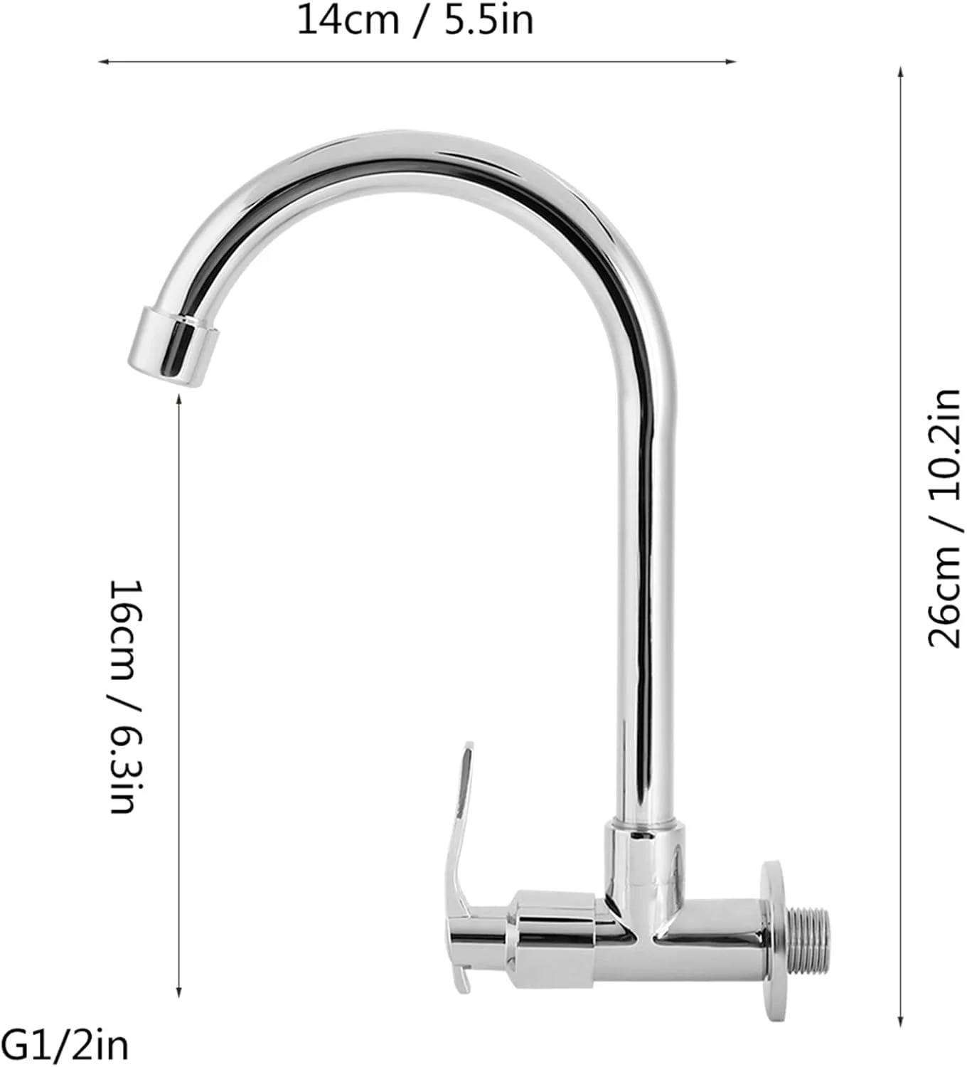 شیر آشپزخانه AUNMAS، شیر سینک ظرفشویی تک لوله ای سرد دیواری، چرخش 360 درجه، خروجی مسی، نقره ای (نصب دیواری، بدون شیر روشویی) شیر آشپزخانه AUNMAS، شیر سینک ظرفشویی تک لوله ای سرد دیواری، چرخش 360 درجه، خروجی مسی، نقره ای (نصب دیواری، بدون شیر روشویی)