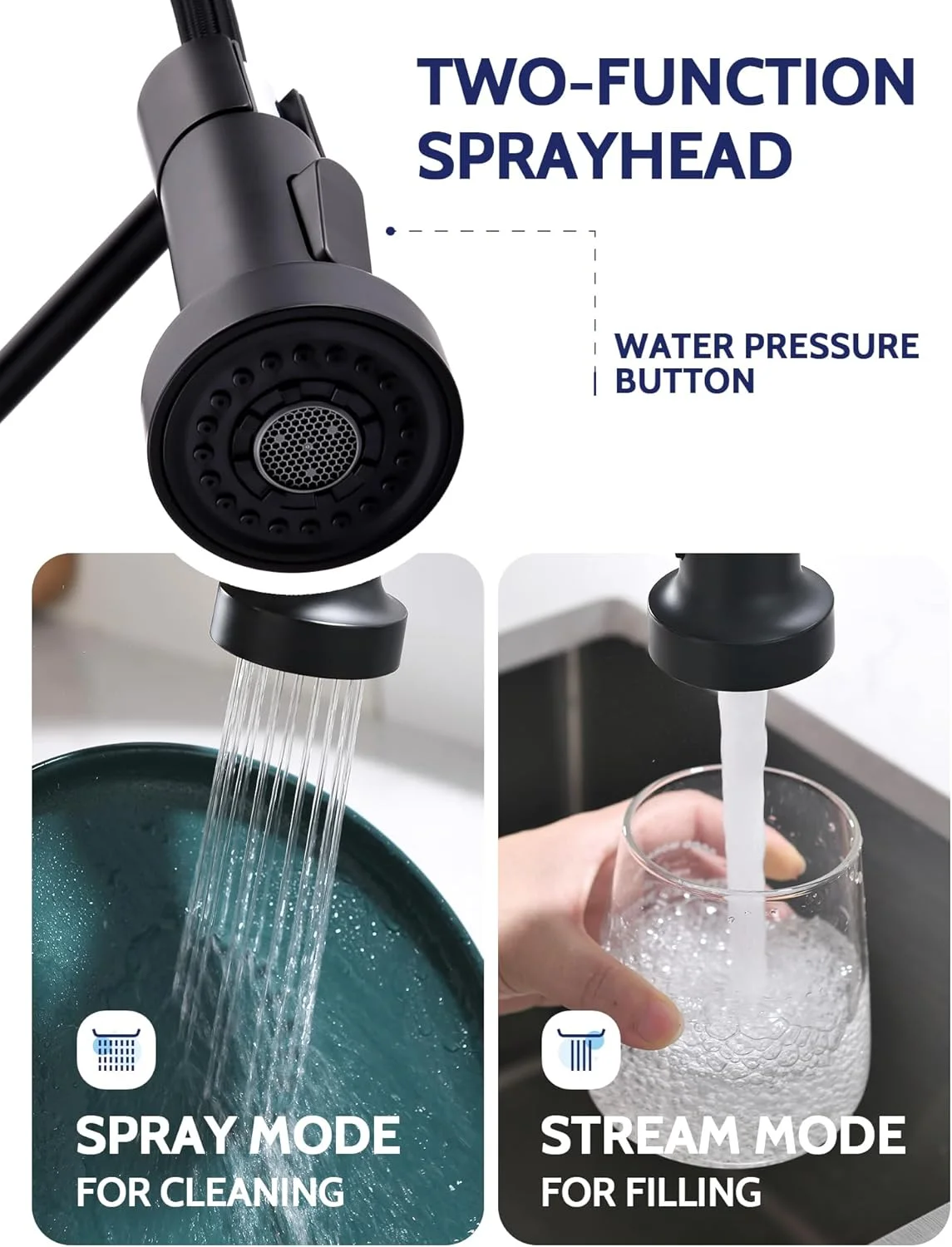 شیر آشپزخانه LUFEIDRA، شیرآلات آشپزخانه با اسپری کشویی، فنری صنعتی تجاری، تک دسته، تک سوراخ، استیل ضد زنگ مشکی مات برای سینک آشپزخانه کمپر، خانه مزرعه، RV شیر آشپزخانه LUFEIDRA، شیرآلات آشپزخانه با اسپری کشویی، فنری صنعتی تجاری، تک دسته، تک سوراخ، استیل ضد زنگ مشکی مات برای سینک آشپزخانه کمپر، خانه مزرعه، RV