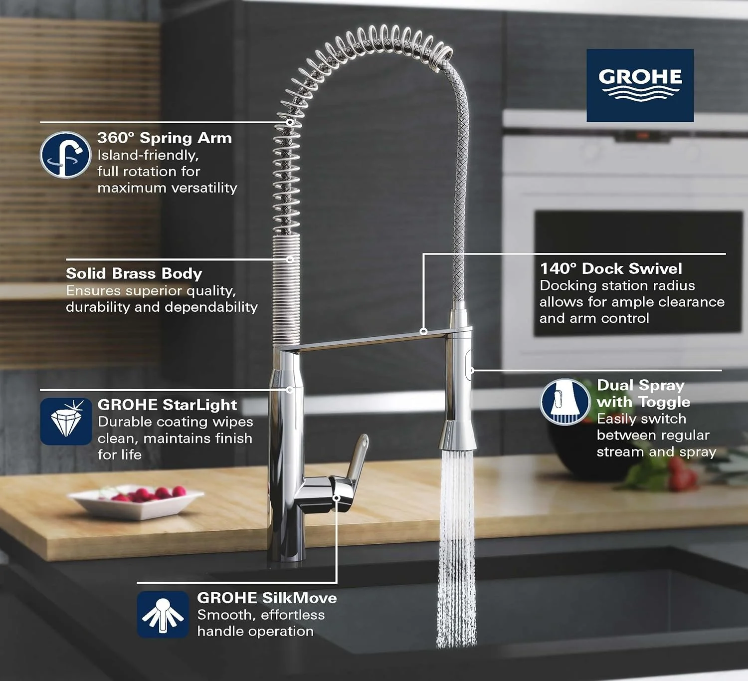 شیر آشپزخانه حرفه‌ای نیمه حرفه‌ای K7 گروهه با دسته تکی و علم متحرک