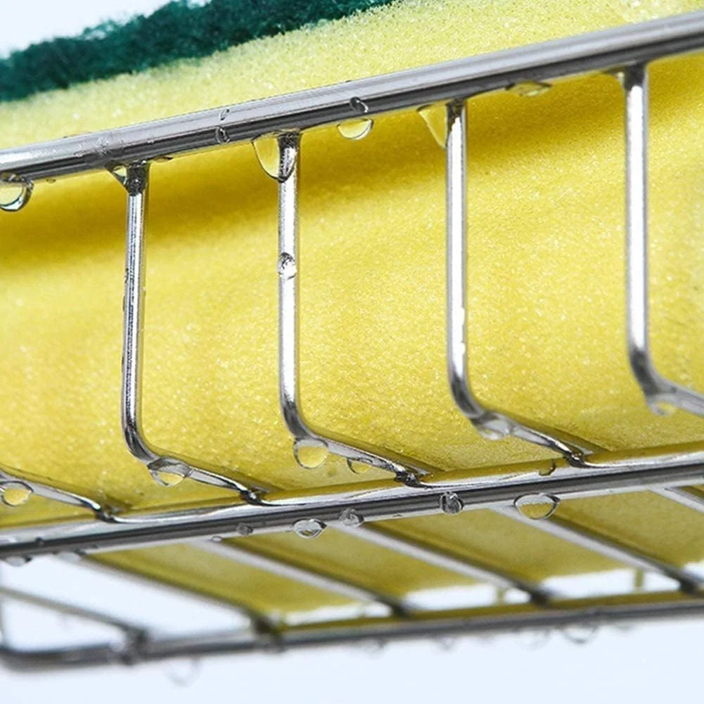 نگهدارنده اسکاچ سینک SKY-TOUCH، قفسه استیل تک لایه برای نگهداری وسایل کنار شیر آب، سازمان دهنده آشپزخانه برای دستمال و برس شستشو، سازمان دهنده صابون و وسایل حمام و آشپزخانه