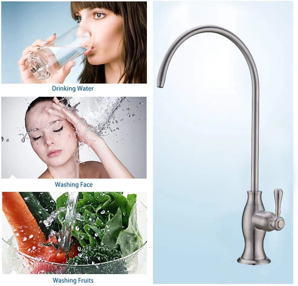 شیر آب فیلتر آب برنجی Delle Rosa، شیر فیلتراسیون آب تجاری برای سیستم فیلتر آب زیر سینک، شیر آب آشپزخانه و بار مدرن نیکل برس خورده برای آب آشامیدنی