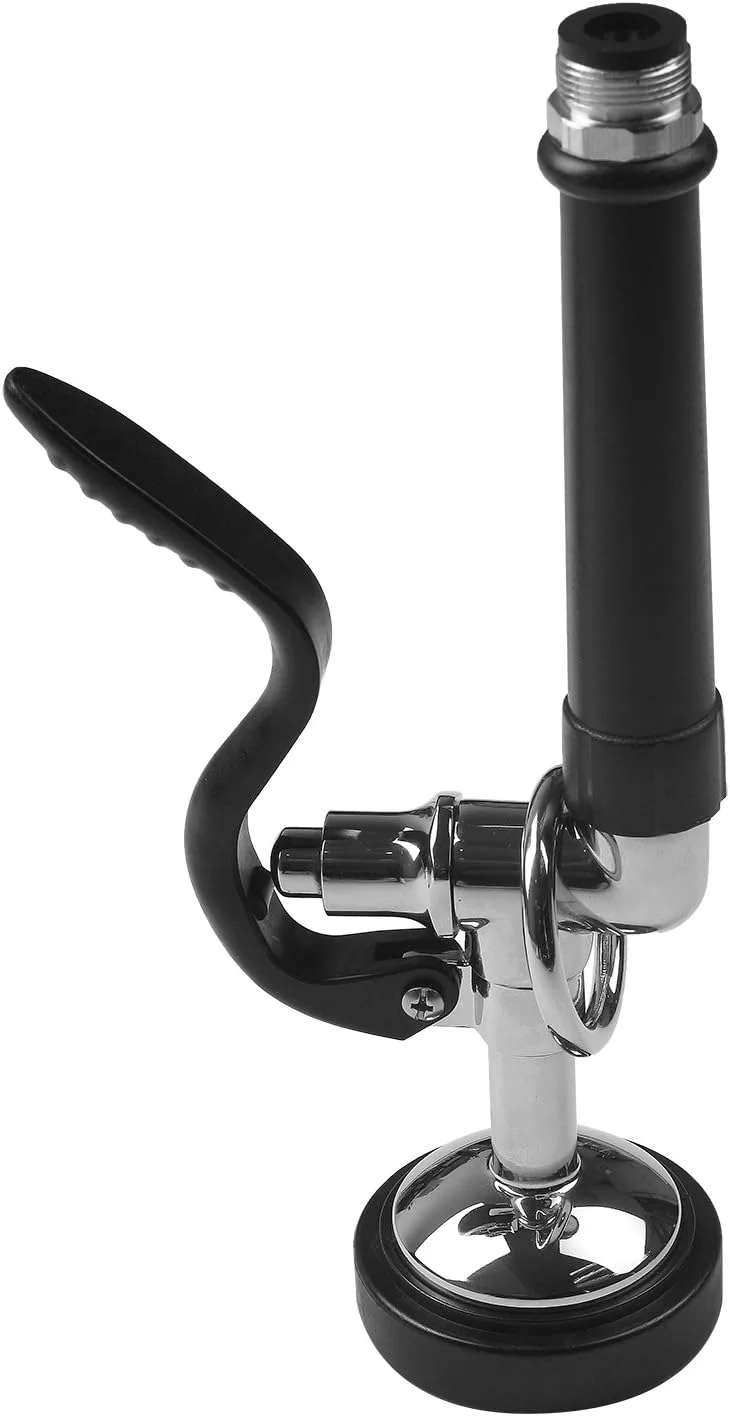 شیر آب پاش سینک صنعتی JZBRAIN، سر دوش شیر آب صنعتی با فشار قوی 1.42 GPM، نازل اسپری شستشوی ظروف با دسته، روکش کروم (مشکی)، واشر 2، شیر آشپزخانه دیواری با مرکز 8 اینچی، شیر صنعتی سنگین با خروجی چرخان 8 اینچی نصب شده روی دیوار.