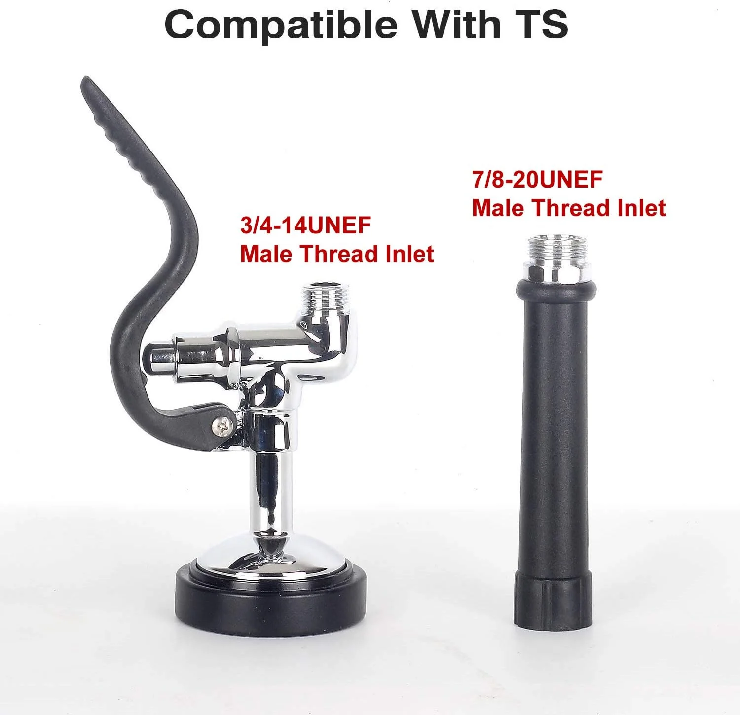 شیر آب پاش سینک صنعتی JZBRAIN، سر دوش شیر آب صنعتی با فشار قوی 1.42 GPM، نازل اسپری شستشوی ظروف با دسته، روکش کروم (مشکی)، واشر 2، شیر آشپزخانه دیواری با مرکز 8 اینچی، شیر صنعتی سنگین با خروجی چرخان 8 اینچی نصب شده روی دیوار.