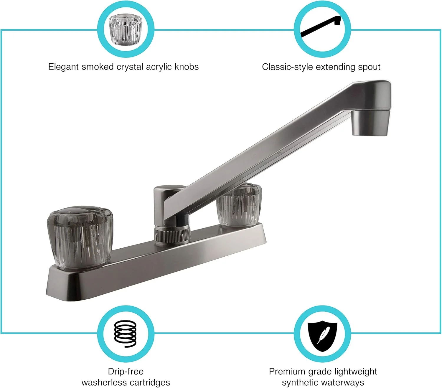 شیر آشپزخانه دو دستگیره RV مدل (DF-PK600S-SN) از Dura Faucet شیر آشپزخانه دو دستگیره RV مدل (DF-PK600S-SN) از Dura Faucet