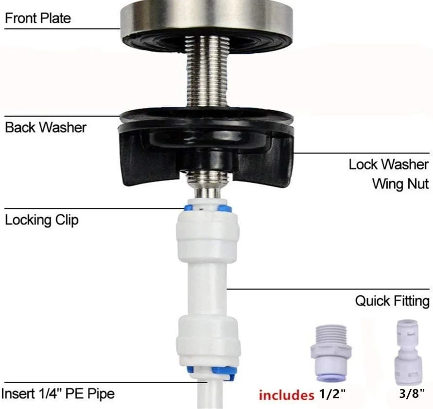 شیر آب آشامیدنی مشکی YOYMIZOO، شیر آب فیلتر آب سینک ظرفشویی استیل ضد زنگ، شیر آب تجاری با روکش نیکل برس خورده