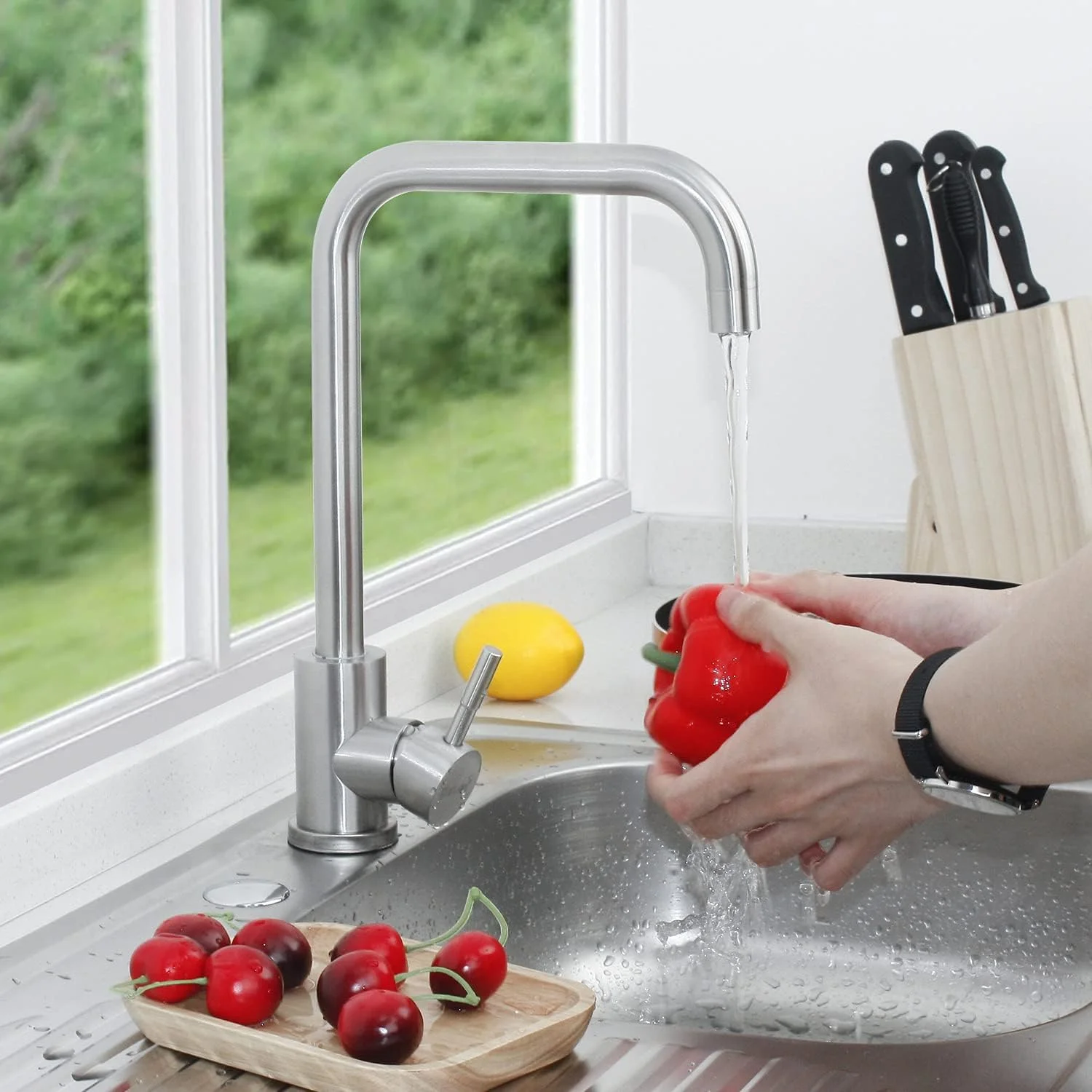 شیر آشپزخانه، شیر سینک ظرفشویی، شیر آشپزخانه چرخان 360 درجه، شیر تک دستگیره، شیر آشپزخانه گردان استیل ضد زنگ مدرن شیر آشپزخانه، شیر سینک ظرفشویی، شیر آشپزخانه چرخان 360 درجه، شیر تک دستگیره، شیر آشپزخانه گردان استیل ضد زنگ مدرن