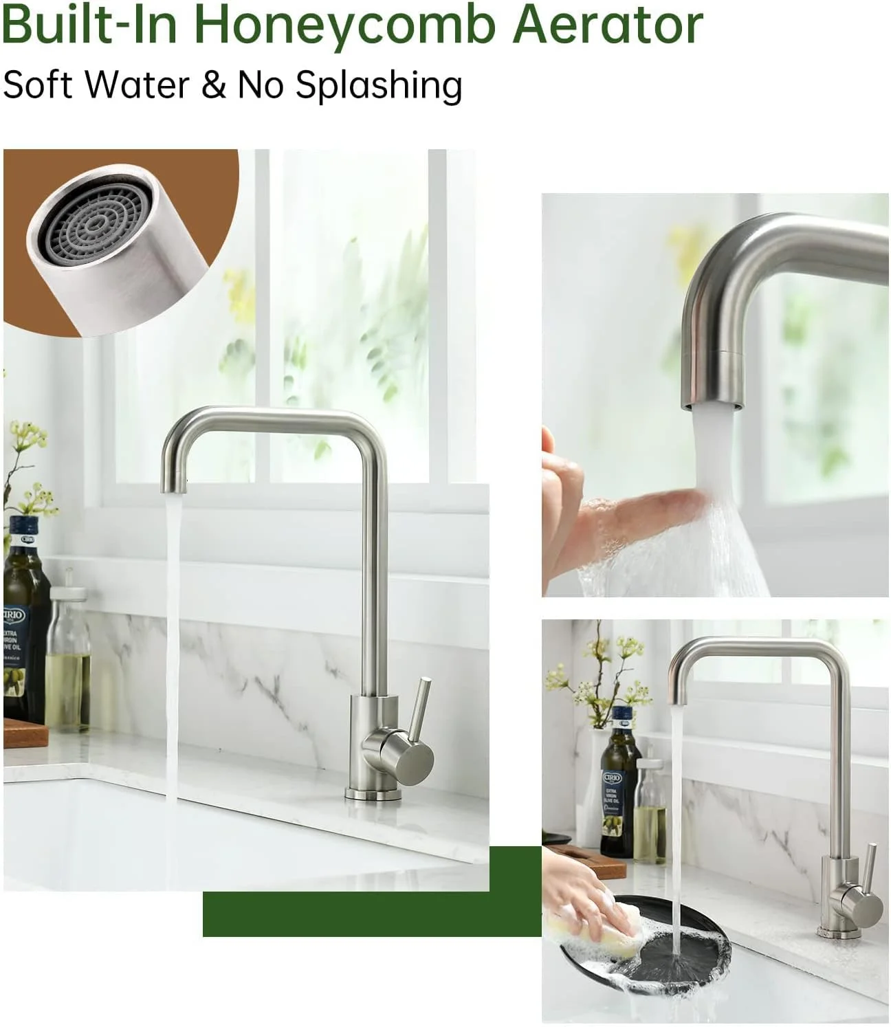 شیر آشپزخانه، شیر سینک ظرفشویی، شیر آشپزخانه چرخان 360 درجه، شیر تک دستگیره، شیر آشپزخانه گردان استیل ضد زنگ مدرن شیر آشپزخانه، شیر سینک ظرفشویی، شیر آشپزخانه چرخان 360 درجه، شیر تک دستگیره، شیر آشپزخانه گردان استیل ضد زنگ مدرن