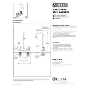 شیرآلات روشویی دلتا مدل 2171LF، کروم، ابعاد 10.16 در 16.21 در 10.16 سانتی متر