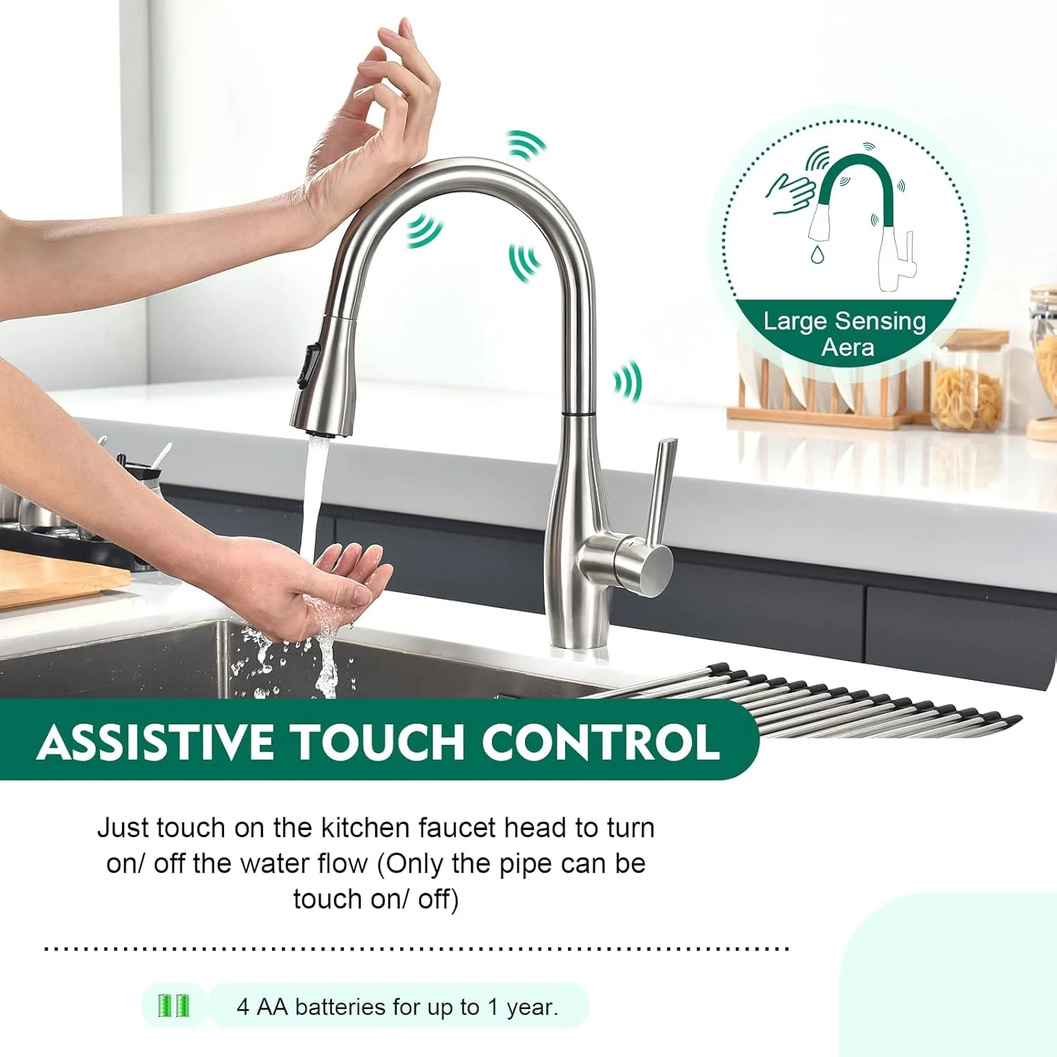 شیر آشپزخانه CREA با حسگر لمسی، شیر مخلوط کن آشپزخانه با دوش کشویی، شیر مخلوط کن آشپزخانه با 3 حالت، شیر سینک آشپزخانه با چرخش 360 درجه، استیل ضد زنگ شیر آشپزخانه CREA با حسگر لمسی، شیر مخلوط کن آشپزخانه با دوش کشویی، شیر مخلوط کن آشپزخانه با 3 حالت، شیر سینک آشپزخانه با چرخش 360 درجه، استیل ضد زنگ