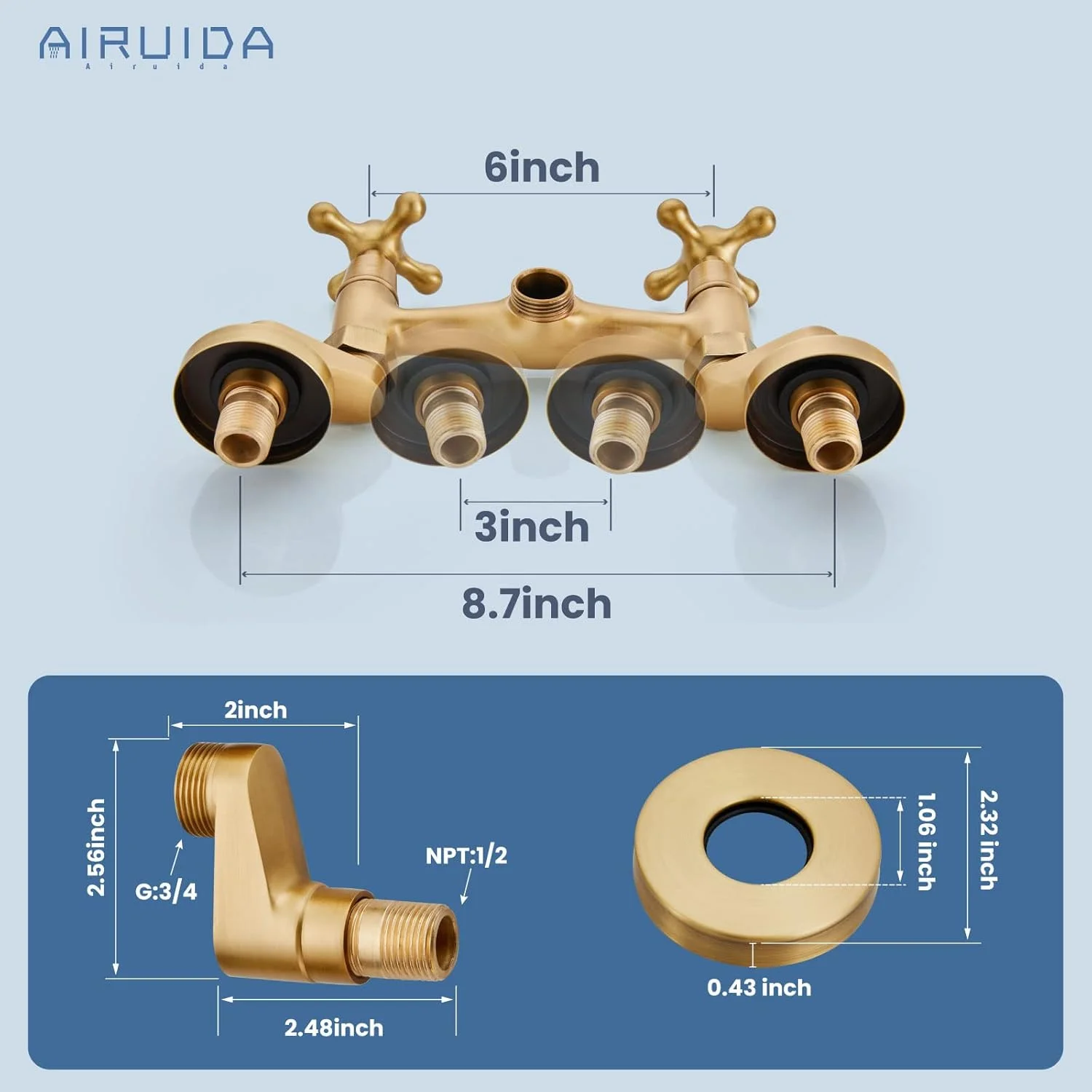 شیر آشپزخانه برنجی عتیقه Airuida، شیر دیواری سینک ظرفشویی با دهانه 15 سانتیمتری، مرکز قابل تنظیم، دستگیره های ضربدری دوتایی، میکسر آب سرد و گرم با قابلیت چرخش 360 درجه شیر آشپزخانه برنجی عتیقه Airuida، شیر دیواری سینک ظرفشویی با دهانه 15 سانتیمتری، مرکز قابل تنظیم، دستگیره های ضربدری دوتایی، میکسر آب سرد و گرم با قابلیت چرخش 360 درجه