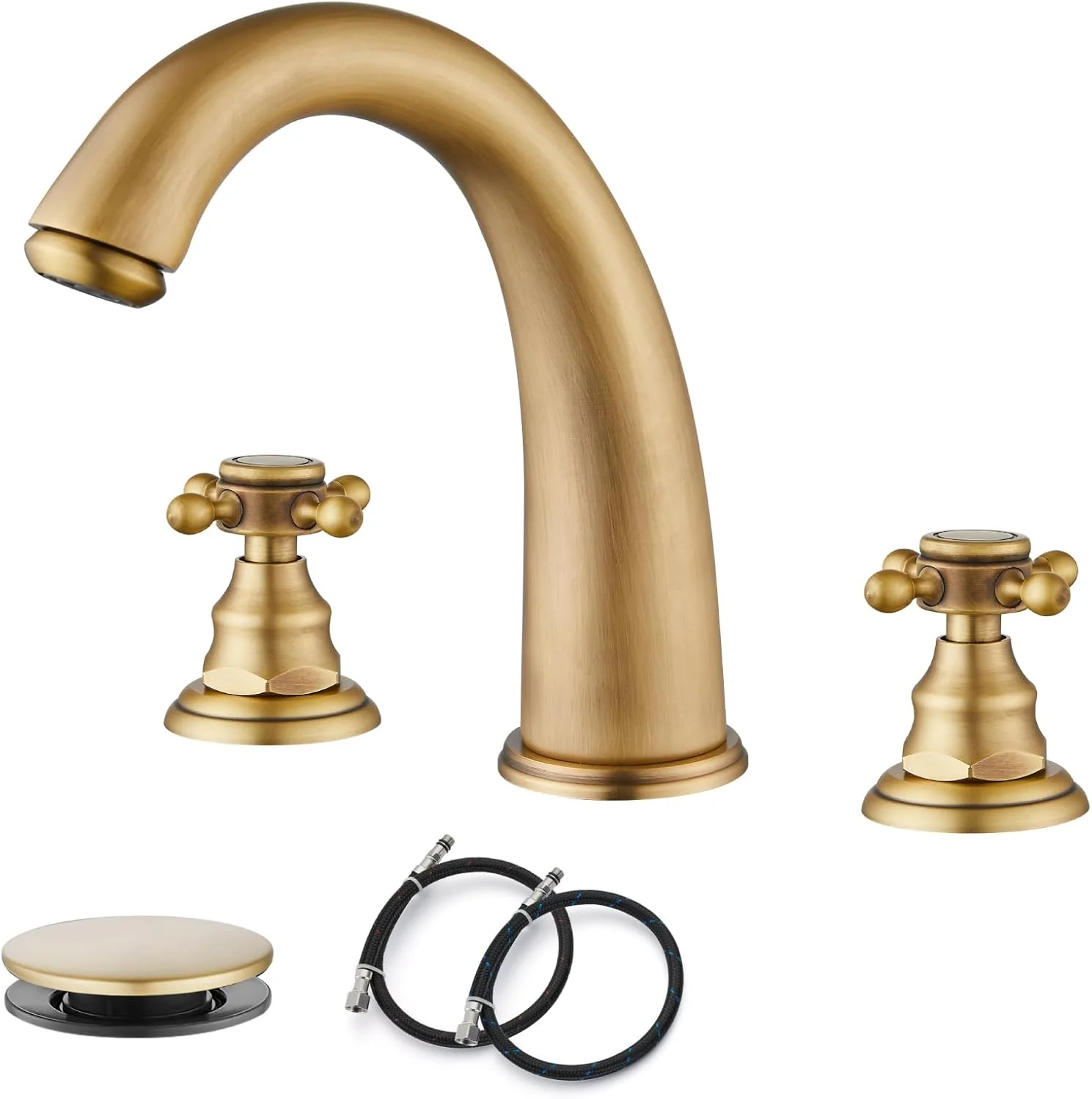 شیرآلات روشویی گوتونوو برای سینک 3 سوراخه با 2 دسته، شیر روشویی گسترده نصب شده روی عرشه با تخلیه پاپ آپ، خطوط آب، لوازم جانبی سینک روشویی دسته صلیبی برنجی عتیقه شیرآلات روشویی گوتونوو برای سینک 3 سوراخه با 2 دسته، شیر روشویی گسترده نصب شده روی عرشه با تخلیه پاپ آپ، خطوط آب، لوازم جانبی سینک روشویی دسته صلیبی برنجی عتیقه