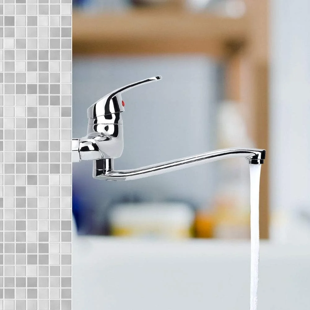 شیر روشویی دیواری گاروسا، شیر آب مخلوط آب سرد و گرم برنجی، دو سوراخه، تک دسته، نازل بلند شیر آب برای آشپزخانه