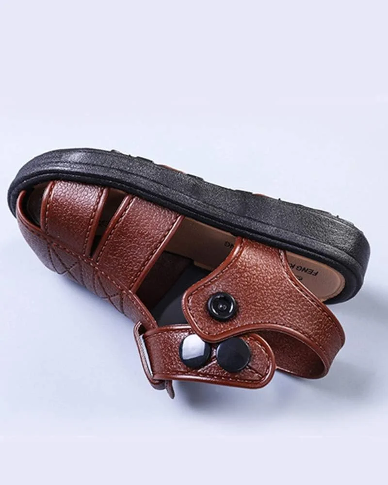 صندل پسرانه بچه گانه رنگ ثابت، کفش های ضد لغزش زیبا، قهوه ای، سایز 25 اروپا