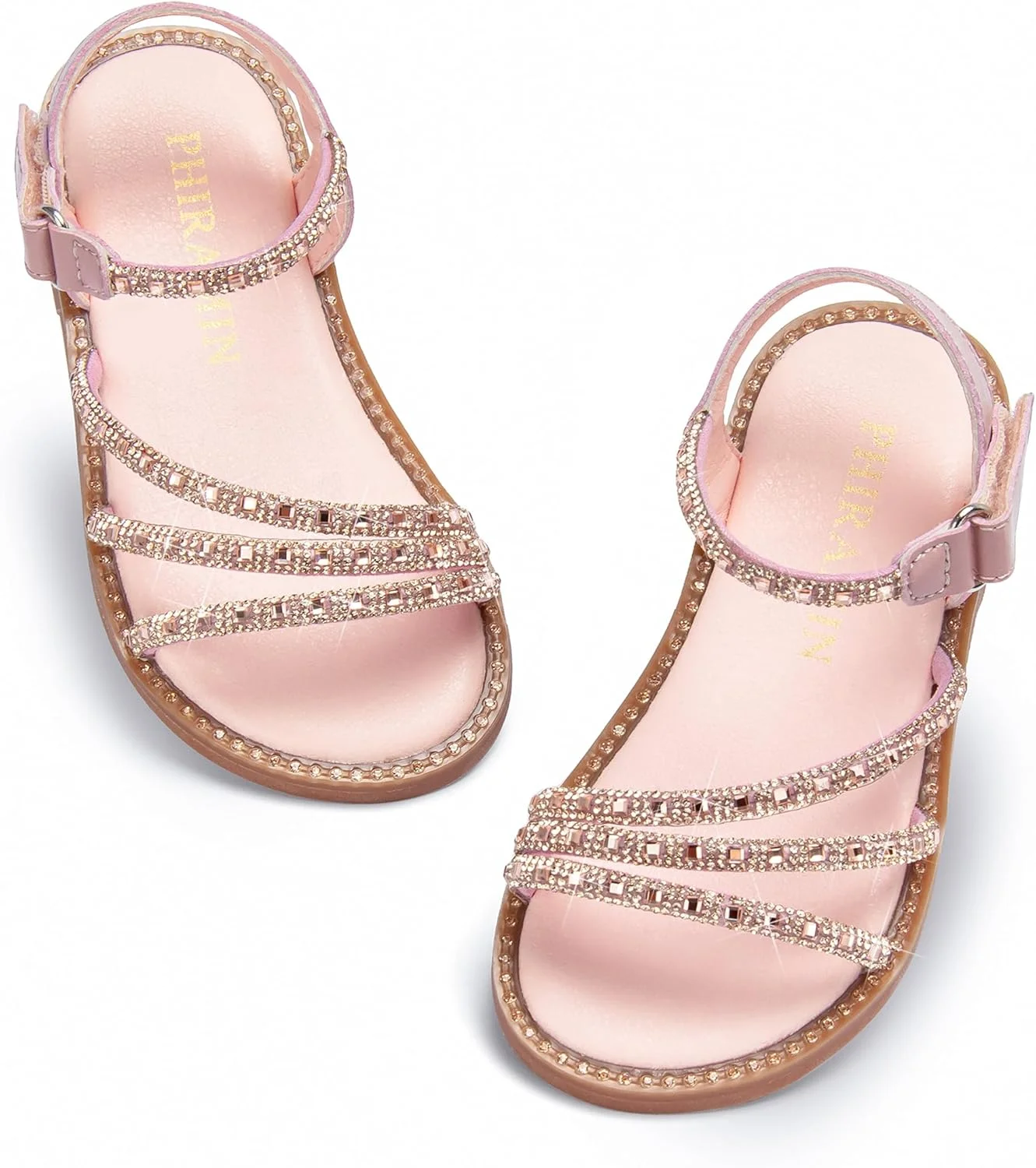 صندل دخترانه کودک PHIRAMIN - کفش مجلسی دخترانه با گل، انگشت باز، تخت تابستانی