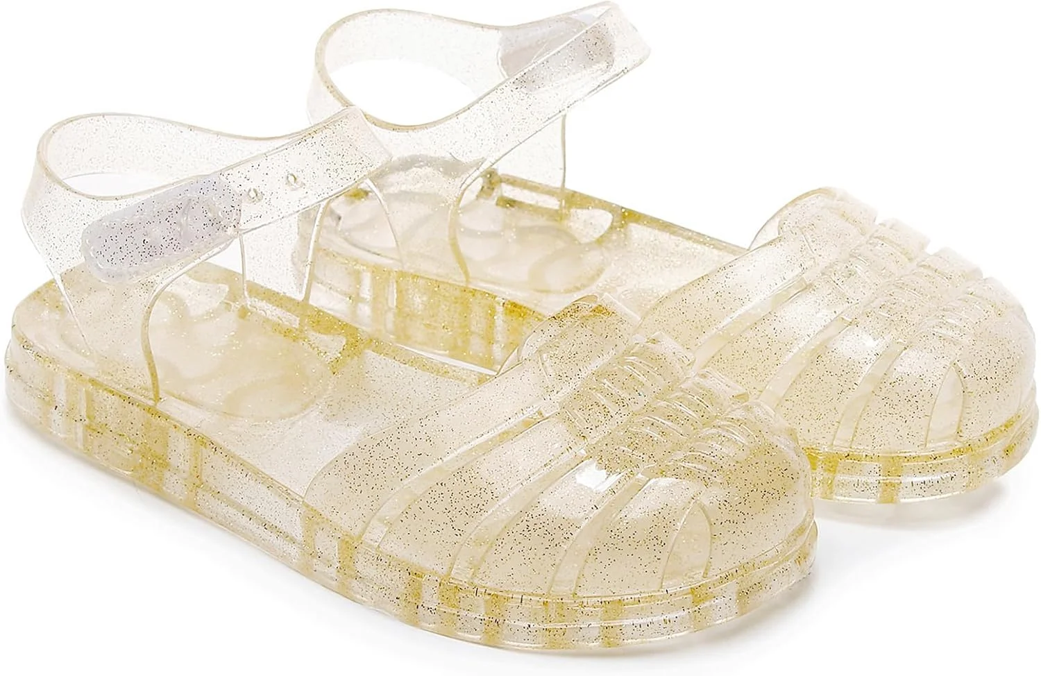 صندل ژله ای دخترانه برای کودکان، کفش های ژله ای، تی-استرپ، تخت های نرم و شفاف، دمپایی مشکی، سایز 8، اسلاید های رترو، ساحلی تابستانی، پشت باز اکلیلی