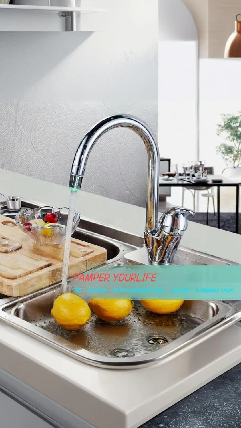 شیر آب ال ای دی حسگر دما - شیر آشپزخانه و حمام با تغییر رنگ تدریجی، قطعه جایگزین سینک