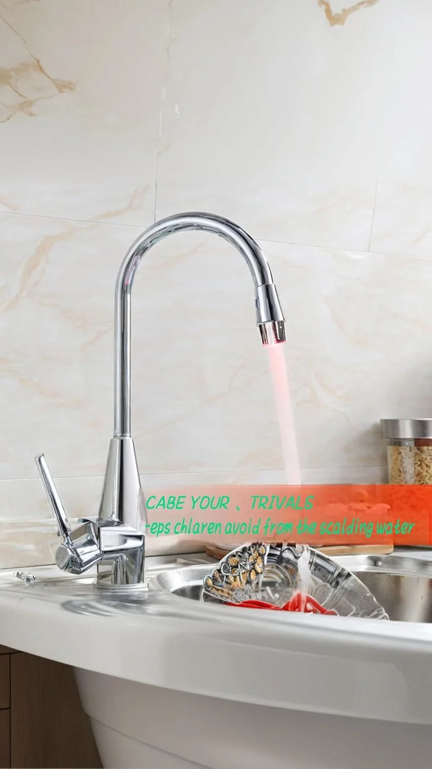 شیر آب ال ای دی حسگر دما - شیر آشپزخانه و حمام با تغییر رنگ تدریجی، قطعه جایگزین سینک