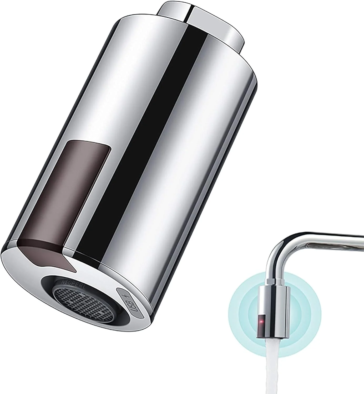 تبدیل شیر آب لمسی KASTWAVE برای آشپزخانه و حمام، شیر آب هوشمند جهانی، سنسور ضد آب IPX6، مدل کروم