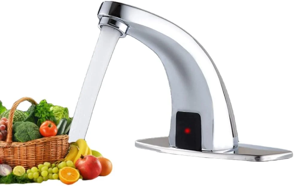 شیر آب اتوماتیک Sanpyl با سنسور مادون قرمز، شیر آب هوشمند بدون لمس آلیاژ روی، شیر آب سرد سینک آشپزخانه و حمام بدون نیاز به دست با جعبه کنترل