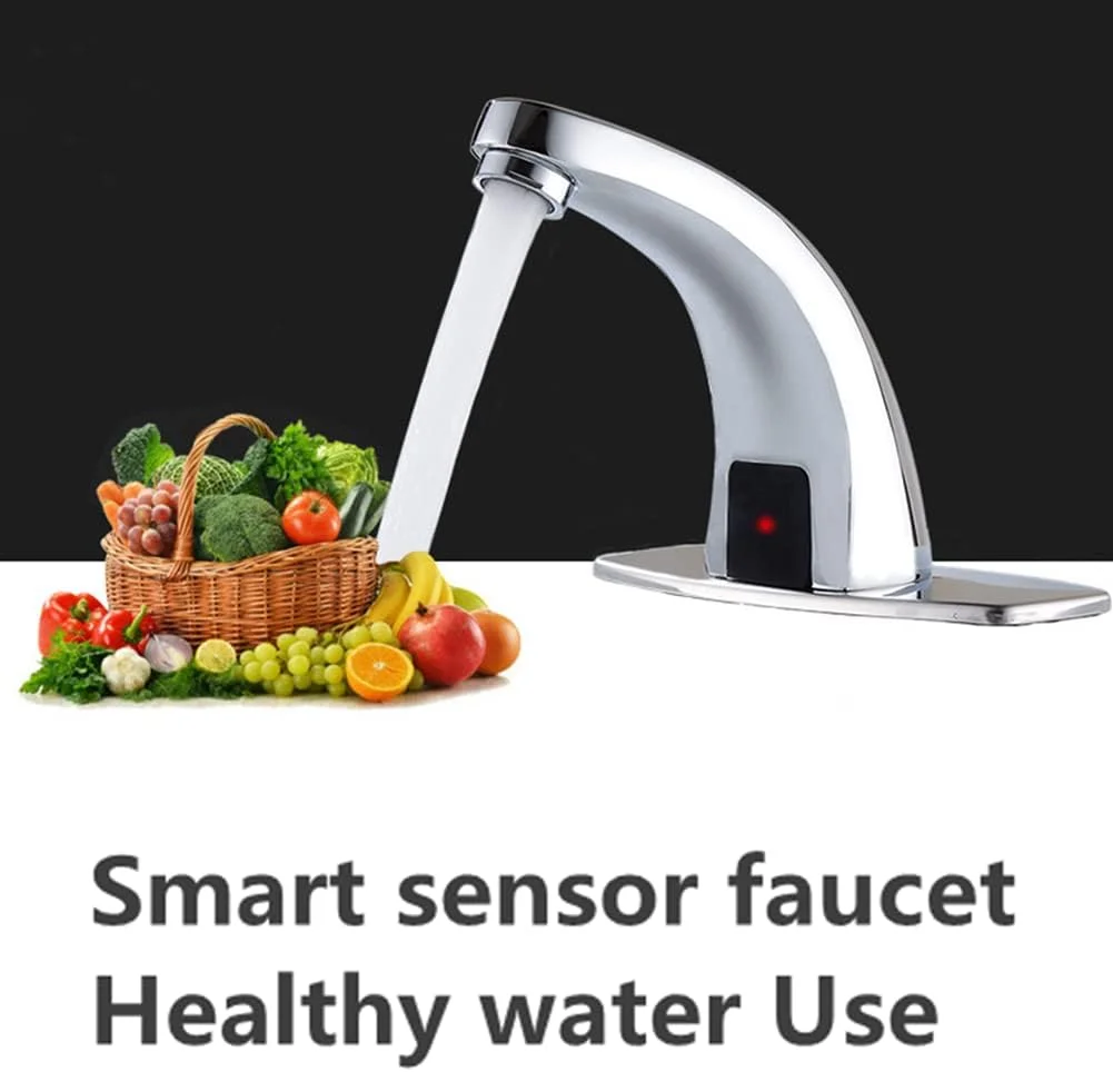 شیر آب اتوماتیک Sanpyl با سنسور مادون قرمز، شیر آب هوشمند بدون لمس آلیاژ روی، شیر آب سرد سینک آشپزخانه و حمام بدون نیاز به دست با جعبه کنترل