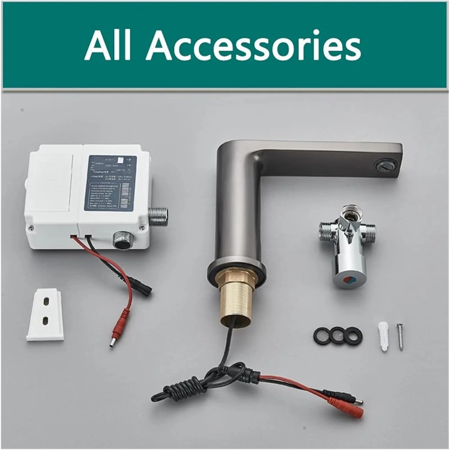 شیرآلات لمسی مشکی روشویی، نصب روی سینک حمام، شیر مخلوط آب گرم و سرد، شیر سینک آشپزخانه کوتاه یا بلند - تک رنگ - کوتاه