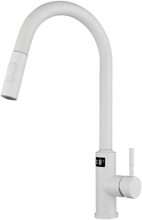 شیرآلات آشپزخانه لمسی، شیر آشپزخانه با اسپری کشویی، خروجی چرخان 360 درجه و 2 حالت آب، برای سینک آشپزخانه