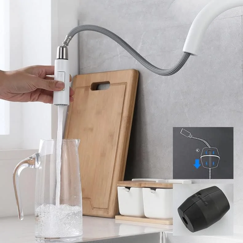 شیرآلات آشپزخانه لمسی، شیر آشپزخانه با اسپری کشویی، خروجی چرخان 360 درجه و 2 حالت آب، برای سینک آشپزخانه