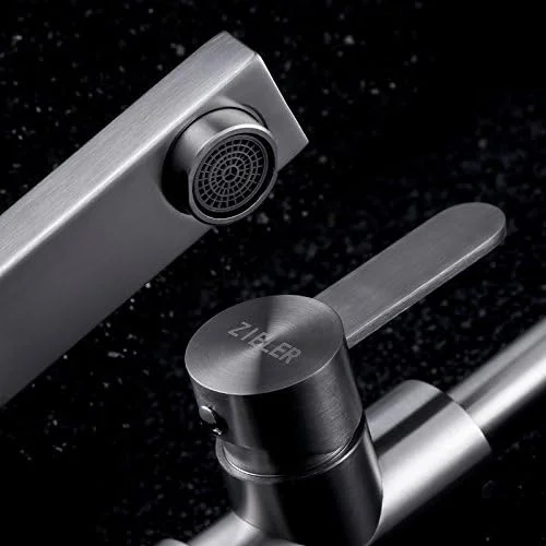 شیر آب سینک ظرفشویی آشپزخانه از جنس استیل 304، آب سرد و گرم، تک سوراخ، هسته سرامیکی قابل چرخش، مدرن، ساده، لوکس، با کیفیت، مناسب دکوراسیون منزل