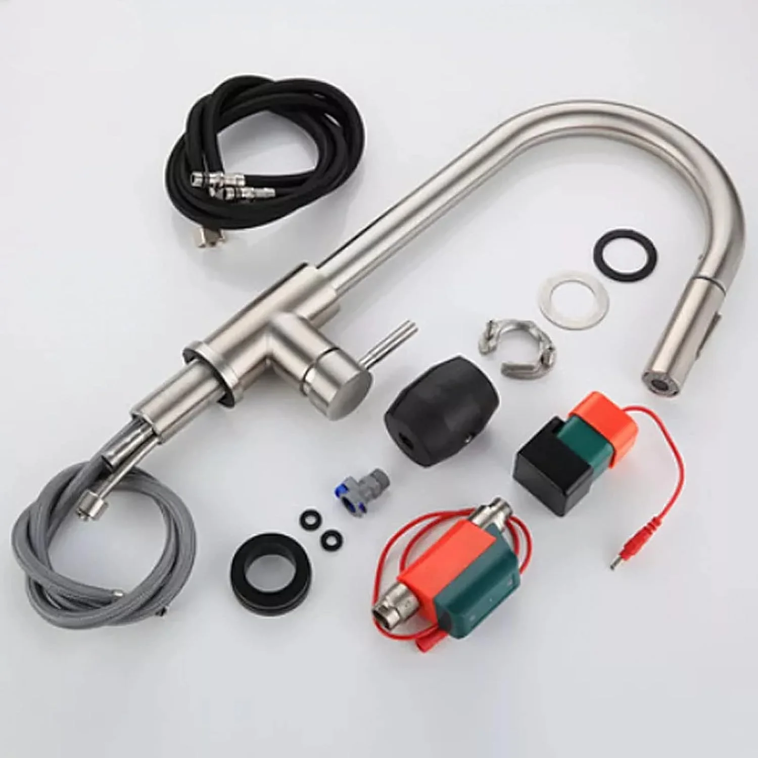 شیر آشپزخانه مشکی سنسوردار، پل جریان، مخلوط کن آب گرم و سرد، شیرآلات سینک چرخان 360 درجه، شیر مشکی