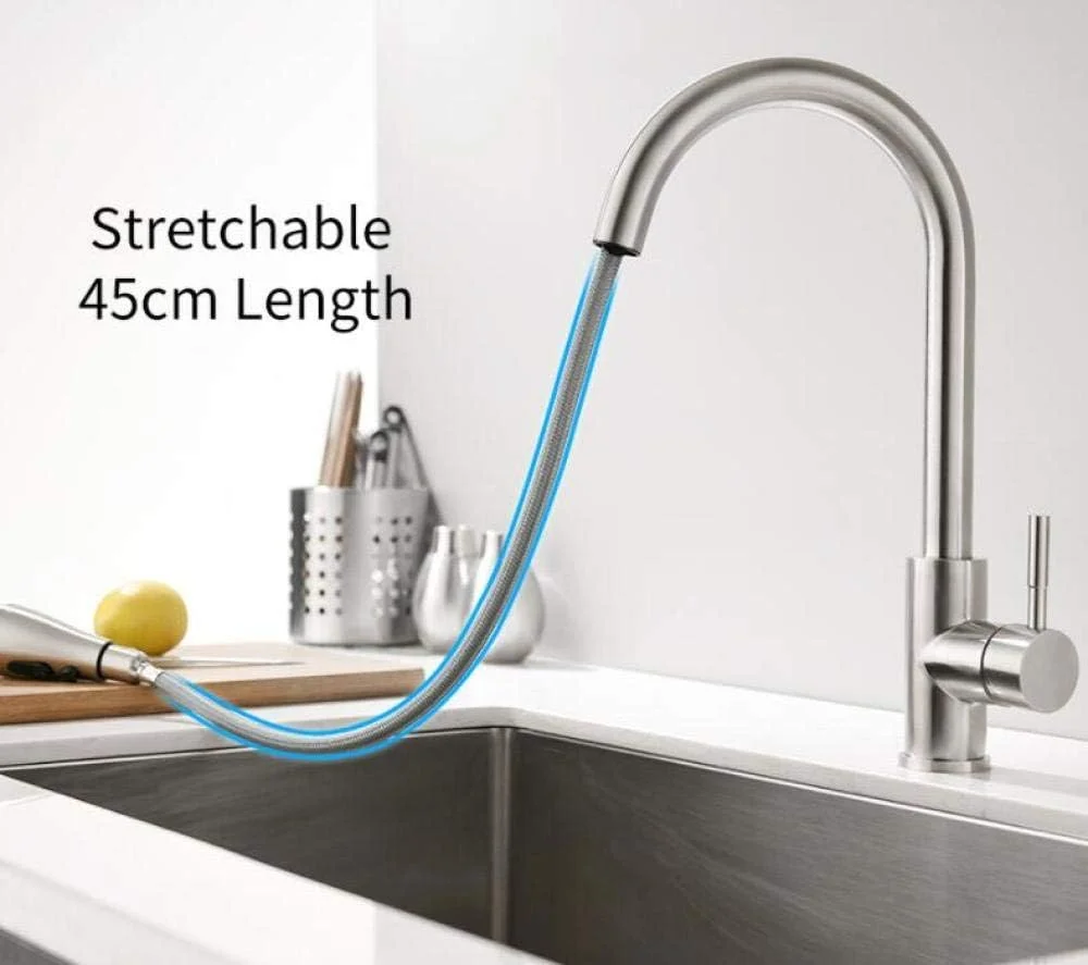 شیر آب تائوزویینگ تمام مسی، شیر آشپزخانه لمسی هوشمند، شیر آب آشپزخانه، میکسر سینک، شیر آب لمسی چرخشی، میکسر آب سنسور - نیکل برس خورده