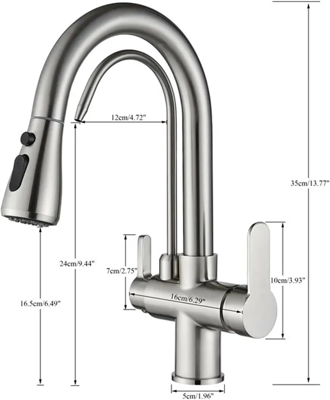 شیر آشپزخانه لمسی با فیلتر آب، شیر آب مخلوط کن سینک ظرفشویی، شیر آب تصفیه شده چرخشی با اسپری بیرون کشیدنی برای آشپزخانه (طلایی)