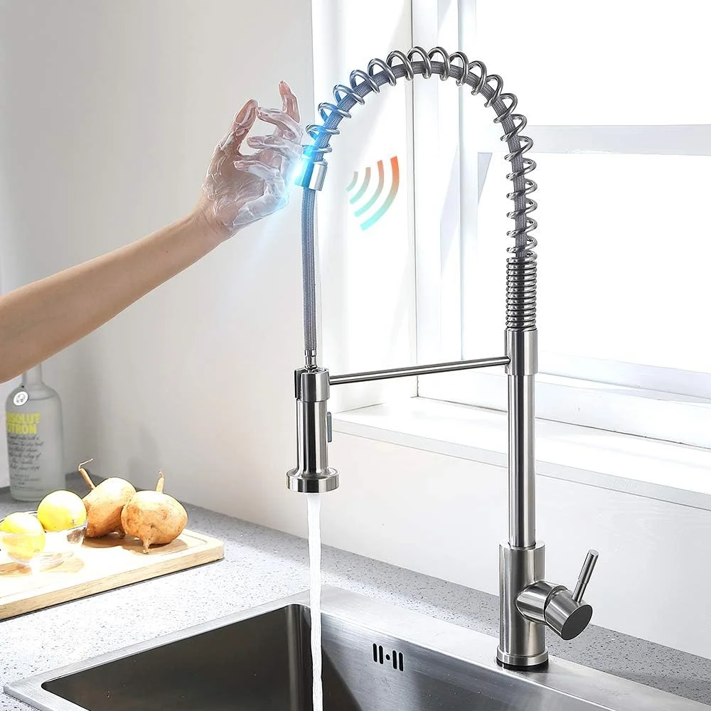 شیرآلات آشپزخانه با کنترل لمسی، شیر آب هوشمند، شیرآلات آشپزخانه استیل ضد زنگ، شیر مخلوط سینک سه طرفه