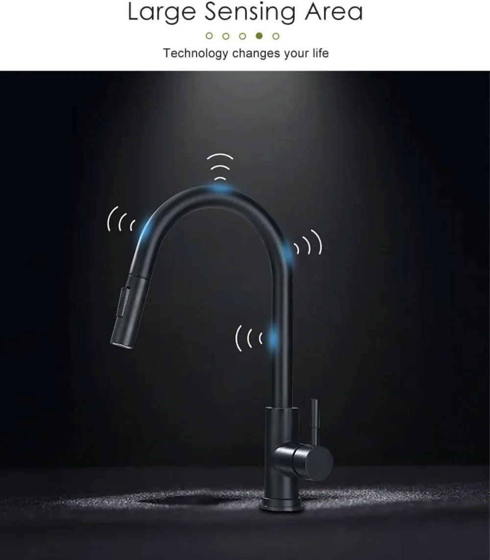 شیرآلات آشپزخانه اهرمی با قابلیت لمسی هوشمند، شیر آب سینک با چرخش 360 درجه و کنترل لمسی، نیکل برس خورده (طلایی برس خورده)