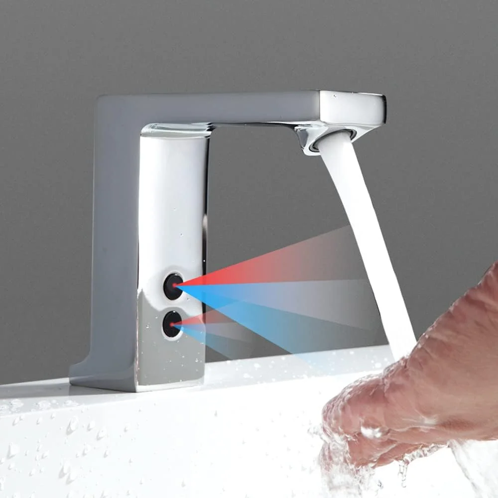 شیر آب القایی، شیر سنسور اتوماتیک آب گرم و سرد، شیر سینک بدون لمس، شیر تمام مسی، شیر آشپزخانه و حمام اتوماتیک هوشمند صرفه جویی در آب - برق متناوب - گرم و سرد (رنگ)
