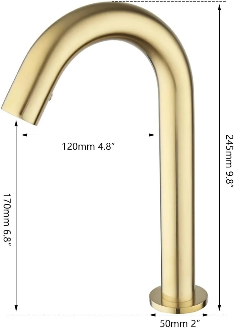 شیر روشویی طلایی برس خورده اتوماتیک با حسگر لمسی، شیر آب سینک برنجی مخلوط، شیر سینک آشپزخانه، A