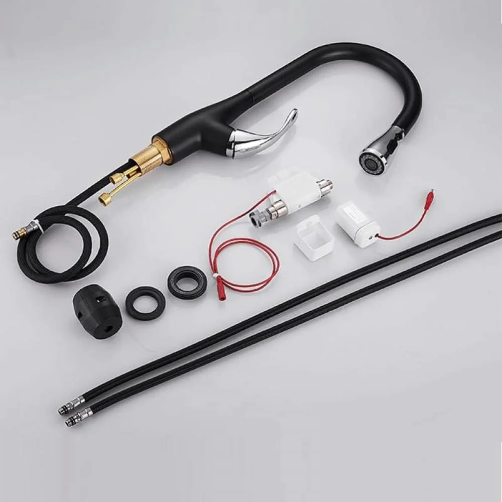 شیر آشپزخانه اهرمی برنجی با حسگر هوشمند، شیر آب آشپزخانه لمسی، شیر مخلوط آب گرم و سرد، حالت دوش و ستونی - مشکی (کروم مشکی) شیر آشپزخانه اهرمی برنجی با حسگر هوشمند، شیر آب آشپزخانه لمسی، شیر مخلوط آب گرم و سرد، حالت دوش و ستونی - مشکی (کروم مشکی)