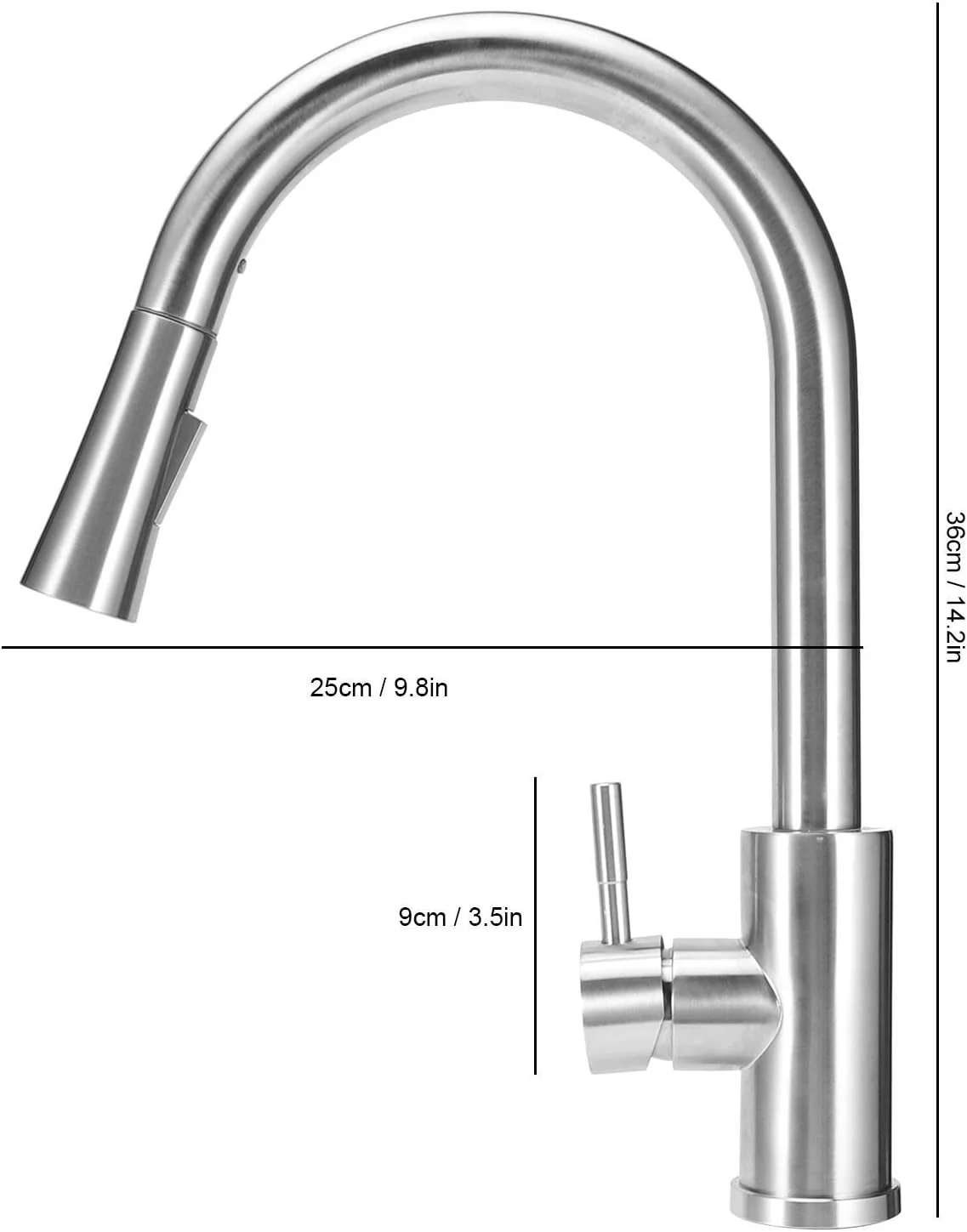 شیر ظرفشویی آشپزخانه، شیر آب آشپزخانه با حسگر لمسی چرخان 360 درجه و تک دستگیره با اسپری کشویی برای آشپزخانه و حمام منزل
