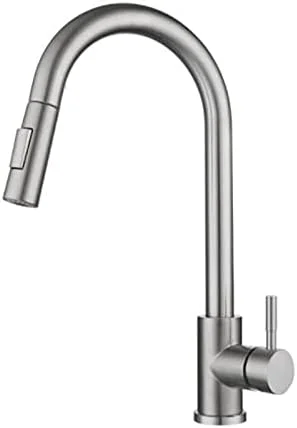 شیرآلات آشپزخانه هوشمند لمسی، شیر آشپزخانه لمسی سنسور دار با قابلیت بیرون کشیدن، شیر مخلوط تک دسته با حالت های خروجی آب دوگانه، نصب آسان، نقره ای بدون سنسور