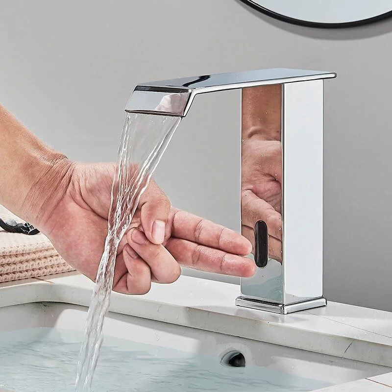 شیر آب اتوماتیک مشکی روشویی، شیر مخلوط کننده آب با حسگر لمسی، شیر سینک (رنگ: طلایی بلند) شیر سینک آشپزخانه (کروم کوتاه)