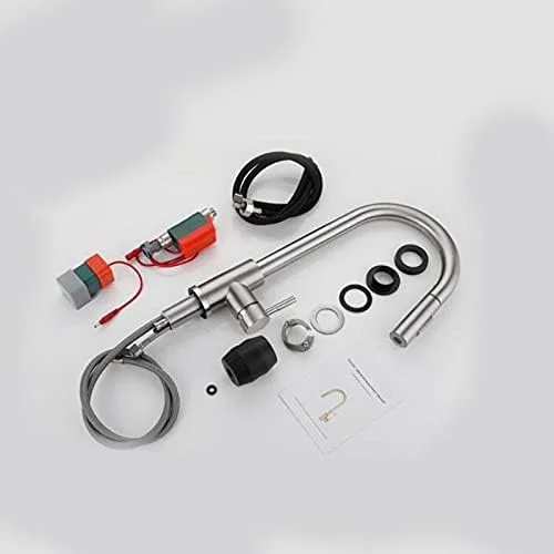 شیرآلات آشپزخانه هوشمند لمسی، شیر آشپزخانه لمسی سنسور دار با قابلیت بیرون کشیدن، شیر مخلوط تک دسته با حالت های خروجی آب دوگانه، نصب آسان، نقره ای بدون سنسور