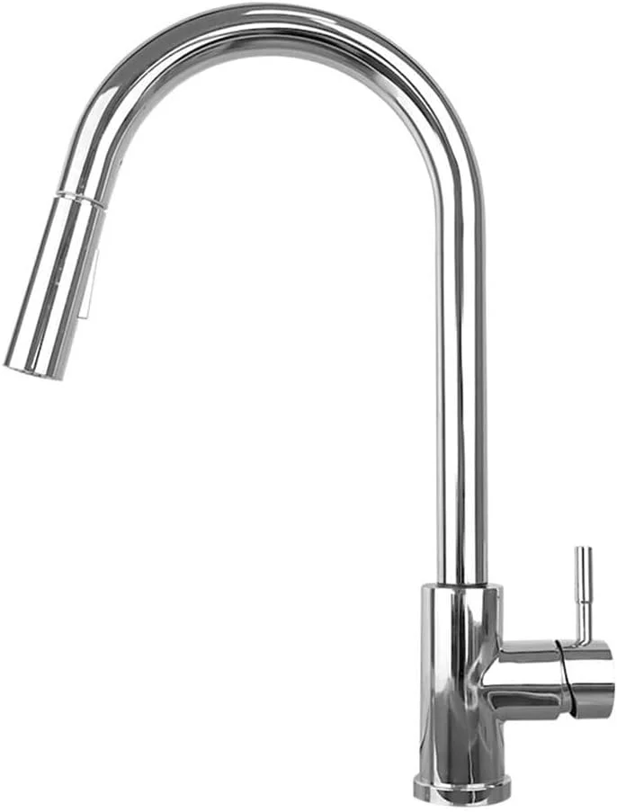 شیرآلات آشپزخانه با حسگر کنترلی، شیر سینک مخلوط هوشمند استیل ضد زنگ با قابلیت بیرون کشیدن و آب گرم و سرد، شیر آشپزخانه، کروم-G9/16