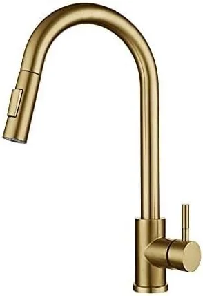 شیر آشپزخانه اهرمی با حسگر هوشمند و علم متحرک، شیر آب آشپزخانه با قابلیت تنظیم آب سرد و گرم، شیر آب لمسی با چرخش 360 درجه، شیر سینک ظرفشویی با کنترل لمسی، طلایی